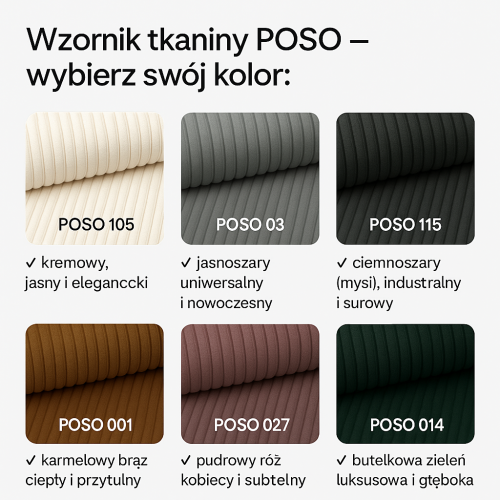 Wzornik kolorów sztruksu POSO