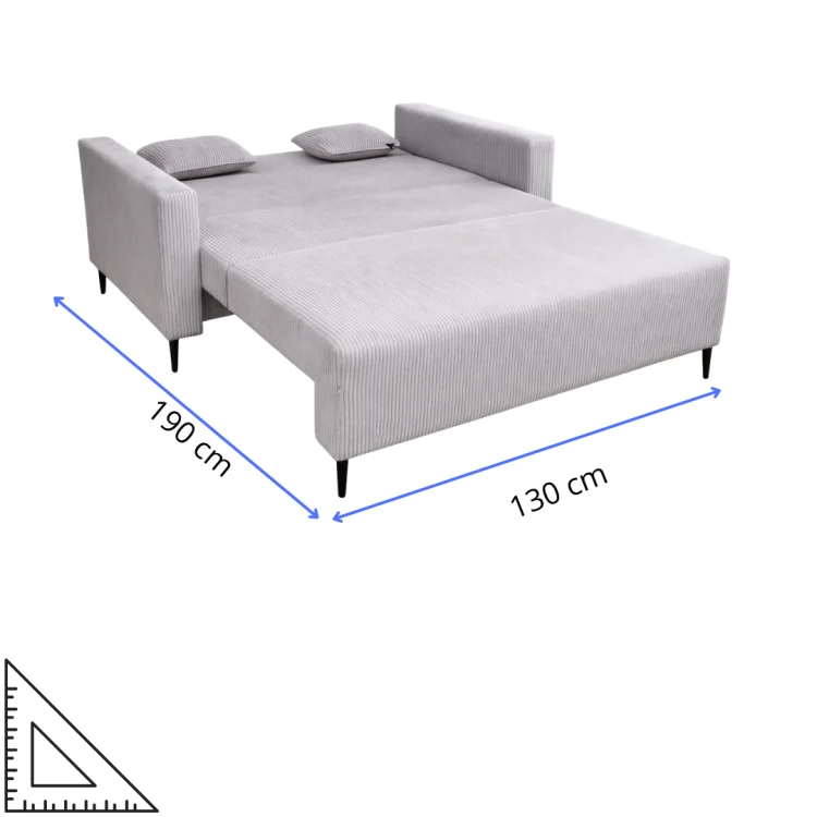 Powierzchnia spania sofy LAURA GERMAN – wymiary 130 × 190 cm