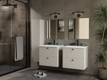 SZAFKA ŁAZIENKOWA WISZĄCA SŁUPEK REGAŁ TIGO 1D KASZMIR RYFLOWANY FRONT