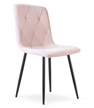 Krzesło LIBRA jasny róż aksamit czarne nogi x1