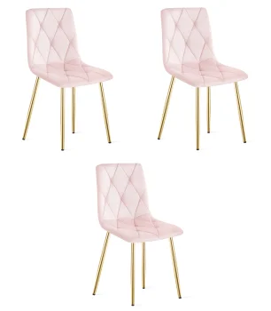 Krzesło LIBRA - aksamit róż jasny / nogi złote x 3