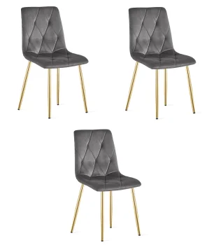 Krzesło LIBRA ciemnoszary aksamit złote nogi x3