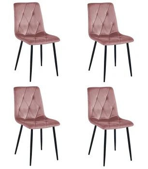 Krzesło LIBRA różowe aksamit - czarne nogi 2x (4 szt.)