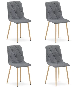 Krzesło LIBRA 4x ciemny szary materiał nogi kolor drewna