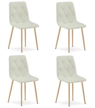 Krzesło LIBRA beżowe x2 (4 szt.) beż materiał nogi kolor drewna