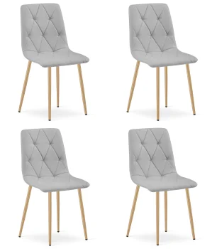 Krzesło LIBRA jasny szary materiał nogi kolor drewna 2x