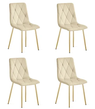 Krzesło LIBRA jasny beż aksamit złote nogi x 4
