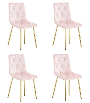 Krzesło LIBRA - aksamit róż jasny / nogi złote x 4