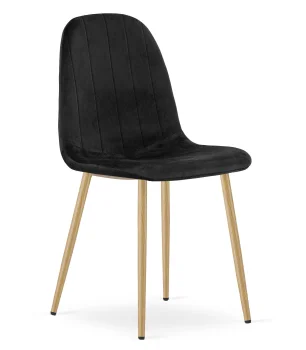 Krzesło padva aksamit czarny nogi dąb do jadalni i salonu