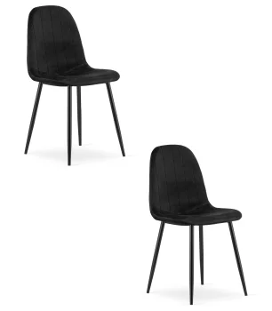Krzesło padva aksamit czarne nogi czarne do jadalni 2 szt.