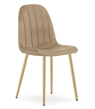 Krzesło padva aksamit brąz nogi dąb do salonu jadalni i biura