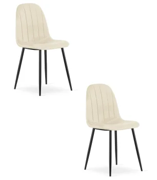 Krzesło padva aksamit beż jasny nogi czarne 2 szt. do jadalni