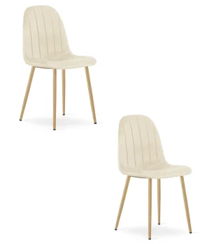 Krzesło padva aksamit beż jasny nogi dąb do jadalni 2 szt