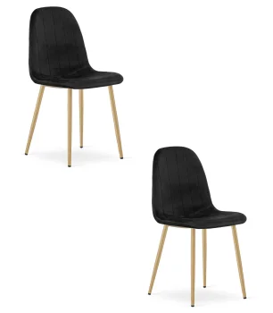 Krzesło padva aksamit czarny nogi dąb do jadalni 2 szt