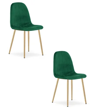 Krzesło padva aksamit zieleń nogi dąb do jadalni 2 szt.