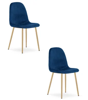 Krzesło PADVA aksamit granat nogi dąb do jadalni 2 szt.