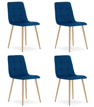 Krzesło KARA granat aksamit nogi kolor drewna do jadalni 4 szt