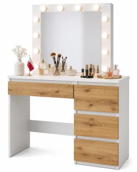 TOALETKA KOSMETYCZNA LUSTRO Z OŚWIETLENIEM 12x LED DĄB ARTISAN