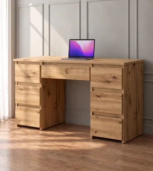 BIURKO Z SZUFLADAMI KOMPUTEROWE BETI 7 130cm Dąb craft