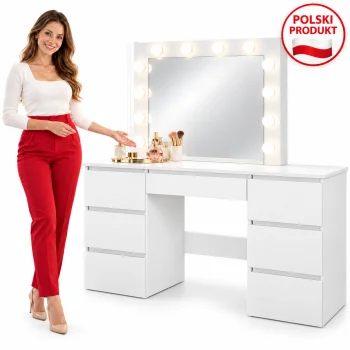 TOALETKA kosmetyczna BIAŁA z lustrem 12 LED wizaż BETI7
