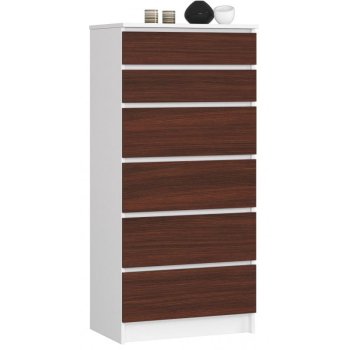 KOMODA K60 6 SZUFLAD BIAŁA / WENGE