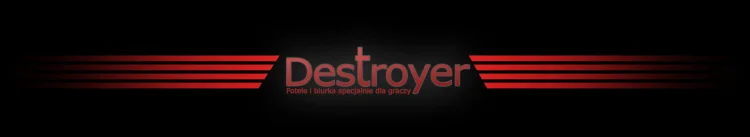 Czerwone logo Destroyer na czarnym tle.