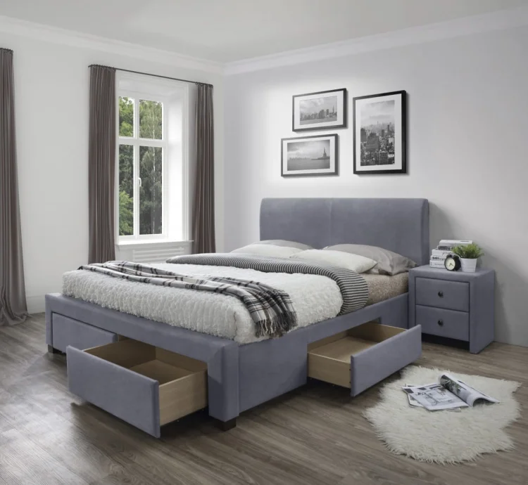 MODENA 3 łóżko z szufladami popiel velvet (6p=1szt)