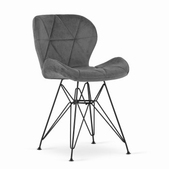 Krzesło NEST - aksamit szary / nogi czarne x 4