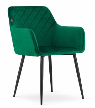 Krzesło RIMINI - aksamit zielony / nogi czarne x 2