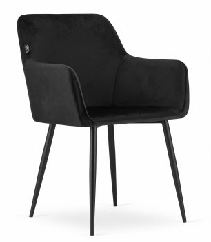 Krzesło FONDI - aksamit czarny / nogi czarne x 2