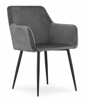 Krzesło FONDI - aksamit szary / nogi czarne x 2