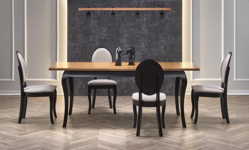 WINDSOR stół rozkładany 160-240x90x76 cm kolor ciemny dąb/czarny (2p=1szt)