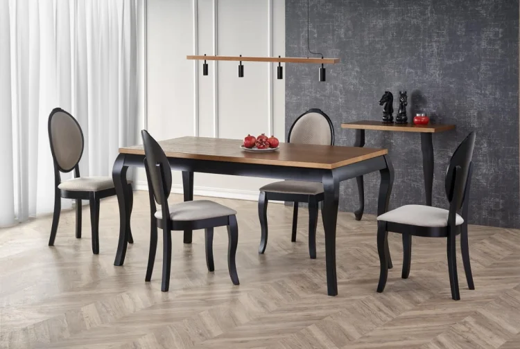 WINDSOR stół rozkładany 160-240x90x76 cm kolor ciemny dąb/czarny (2p=1szt)