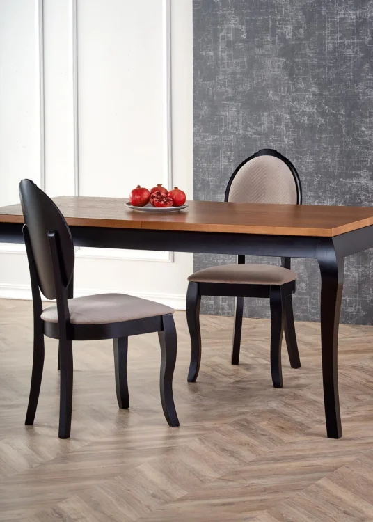 WINDSOR stół rozkładany 160-240x90x76 cm kolor ciemny dąb/czarny (2p=1szt)