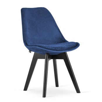 Krzesło PRATO - niebieski aksamit - nogi czarne x 4