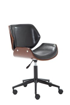 FOTEL OBROTOWY KRZESŁO TONY ORZECH CZERŃ SKÓRA