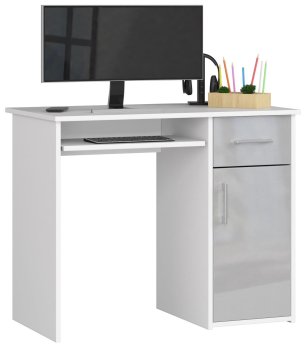 BIURKO PIN 90 cm BIAŁE / METALIK POŁYSK WOLNOSTOJĄCE