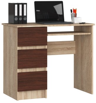 BIURKO KOMPUTEROWE A-6 90 cm LEWE SONOMA / WENGE