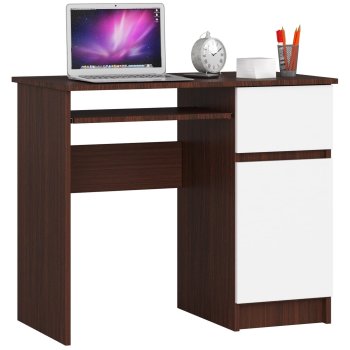 BIURKO KOMPUTEROWE 90 cm PIKSEL PRAWE WENGE / BIAŁE
