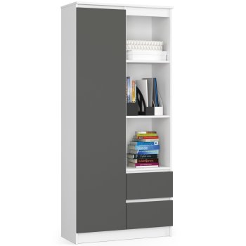 Regał biurowy R 80 cm CLP R11 - biały-grafit szary