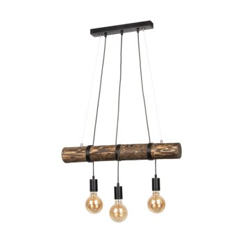 Tongo Lampa Wisząca 3xE27 Max.60W Czarny / Sosna Bejcowana Orzechowa