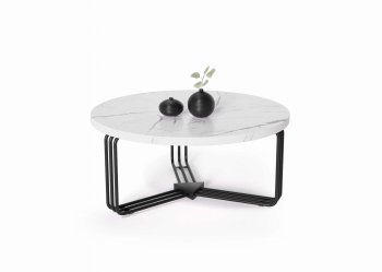 ANTICA ława blat - biały marmur, stelaż - czarny