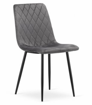 Krzesło TURIN - ekskluzywny model w ciemnym szarym aksamicie dla stylowych wnętrz. Idealne na salon, jadalnię lub biuro. X 3.