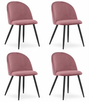 Krzesło BELLO - aksamit ciemny róż / nogi czarne x 4