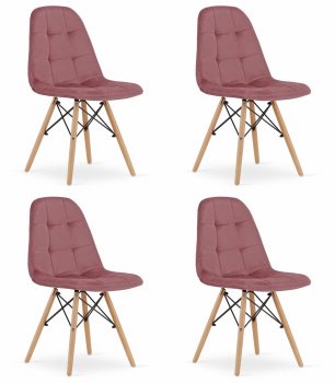Krzesło DUMO - ciemny róż aksamit x 4