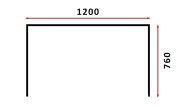 Schemat stołu VIKI GERMAN od przodu: szerokość 120 cm i wysokość 76 cm.