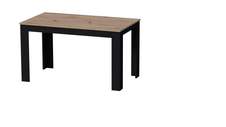 Prostokątny stół GERMAN z blatem dąb artisan i czarnymi nogami.