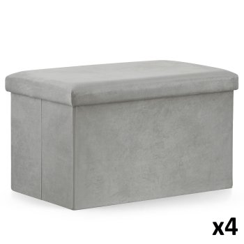 Pufa składana XL - 60x38x38cm aksamit szara x 4