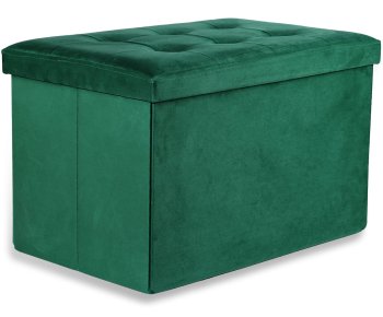 Pufa składana XL z guzikami - 60x38x38cm aksamit zielona