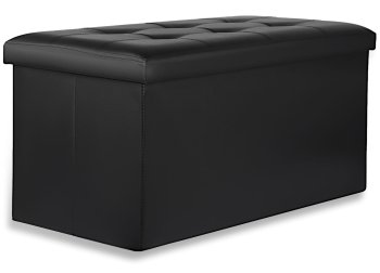 Pufa składana XXL z guzikami - 80x40x40cm ekoskóra czarna